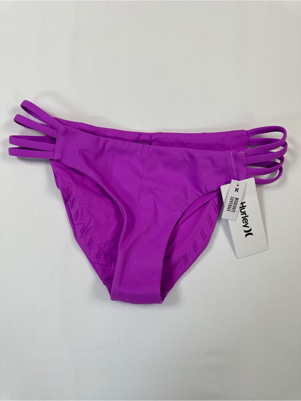 Hurley Strappy Bikini Bottom Purple Moderate Coverage Size S NWT